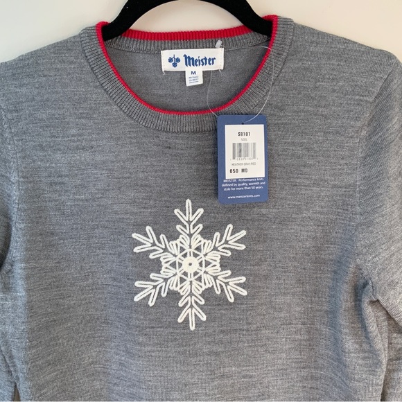 Meister Noel Snowflake Crew Neck Sweater Twig Gray NWT - Picture 4 of 16